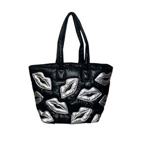 Wildfox Lips Puffy Quilted Tote Bag Black NWT $98